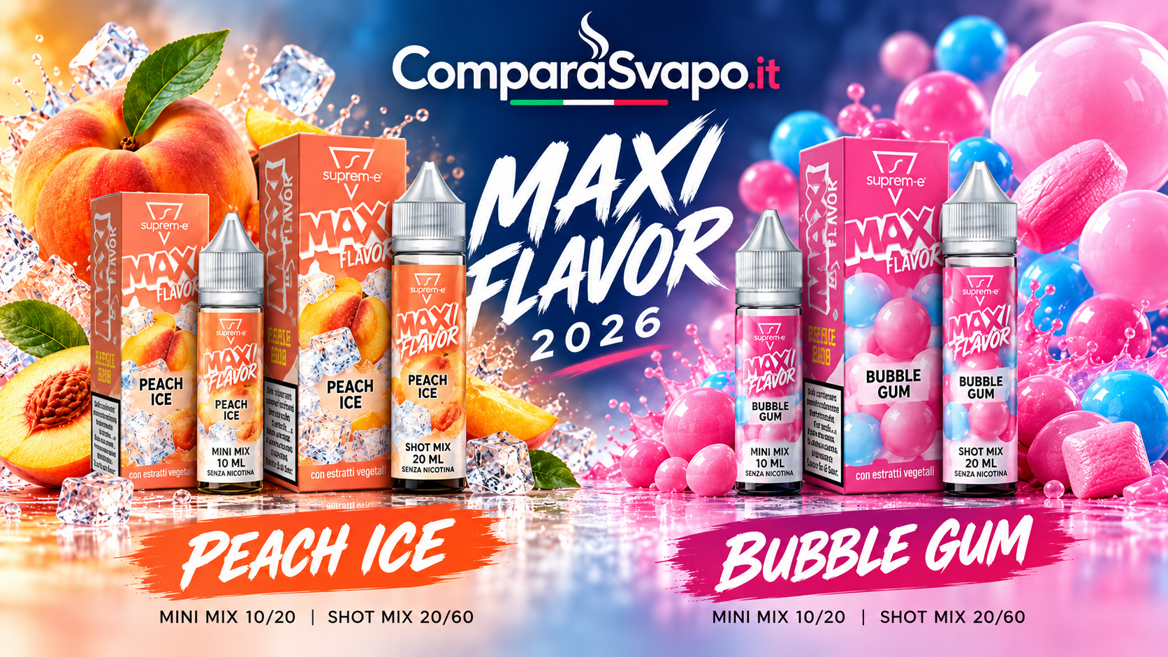 Suprem-e Maxi Flavor 2026: Peach Ice e Bubble Gum, le novità